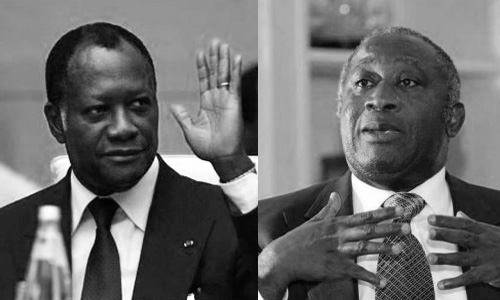 Ouattara (left) and Gbagbo (right)